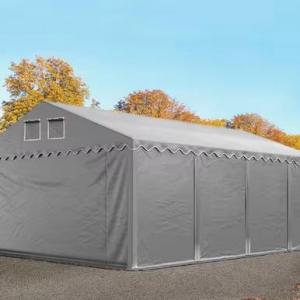 Professzionális raktársátor és tárolósátor 5 × 8 m, 40 m² alapterülettel, 2,60 m oldalmagassággal, megerősített, horganyzott acélszerkezettel,  padlókerettel, két cipzáras bejárattal és PVC ponyvával
