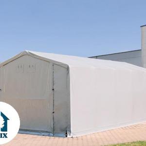 Professzionális raktársátor ipari sátor 3x6m oldalmagasság  3,00 m felhúzható kapuval ponyva PVC 850 szürke