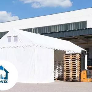 Professzionális  raktársátor ipari sátor 4x14 m ponyva  PVC oldalmagasság + 2,6 m erősített szerkezettel (56m2)