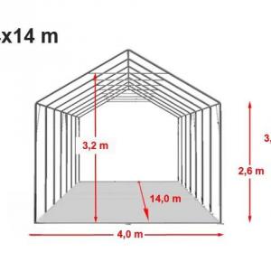 Professzionális  raktársátor ipari sátor 4x14 m ponyva  PVC oldalmagasság + 2,6 m erősített szerkezettel fehér (56m2)