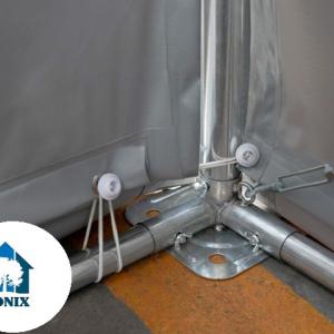 Professzionális raktársátor ipari sátor 5x10 m ponyva PVC  oldalmagasság 3,60m tolókapuval  szürke