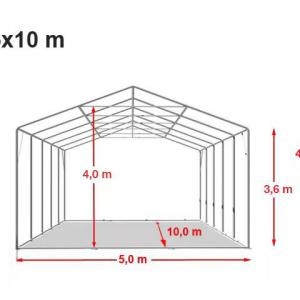 Professzionális raktársátor ipari sátor 5x10 m ponyva PVC oldalmagasság 3,60m tolókapuval  szürke