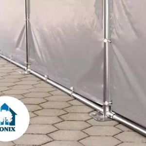 Professzionális raktársátor ipari sátor  6x8 m oldalmagasság 3,00m standard bejárat ponyva PVC szürke