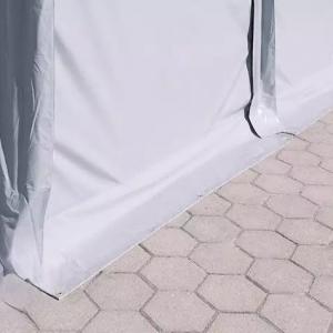 Professzionális raktársátor  ipari sátor 8 × 24 m, 192 m² alapterülettel, 4,00 m oldalmagassággal, két cipzáras bejárattal, tetőablakokkal, szürke PVC ponyvával