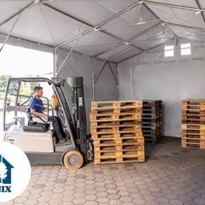 Professzionális raktársátor ipari sátor 8x16m oldalmagasság 3,00m ponyva PVC szürke