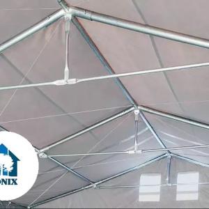 Professzionális raktársátor ipari sátor 8x16m oldalmagasság 3,00m ponyva PVC szürke