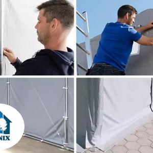 Professzionális raktársátor ipari sátor 8x16m oldalmagasság 3,00m ponyva PVC szürke