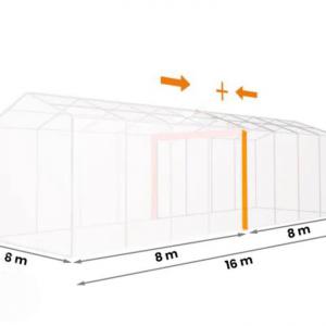 Professzionális raktársátor ipari sátor 8x16m oldalmagasság 3,00m ponyva PVC szürke