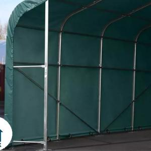 Professzionális raktársátor, ipari sátor, csarnoksátor 6x6x2,7m ajtó mérete 4,1x2,9 m, ponyva lángálló PVC  zöld