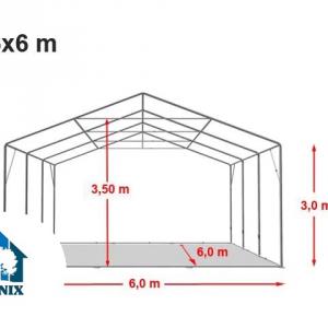 Professzionális raktársátor ipari sátor  ponyva csarnok 6x6 m oldalmagasság 3,00m ponyva PVC  szürke