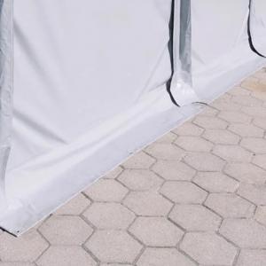 Professzionális raktársátor, ipari sátor, tároló sátor  8x24m  oldalmagasság 4,00m felhúzható kapu, ponyva PVC szürke