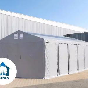 Professzionális raktársátor, ipari sátor, tároló sátor  8x24m  oldalmagasság 4,00m  standard ajtó,tetőablakkal  ponyva PVC szürke