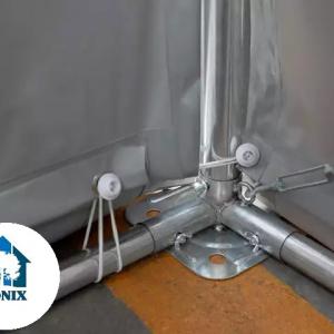 Professzionális raktársátor, ipari sátor, tároló sátor  8x24m  oldalmagasság 4,00m  standard ajtó,tetőablakkal  ponyva PVC szürke