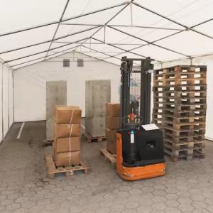 Professzionális raktársátor  ipari tárolósátor 6 × 12 m, 72 m² alapterülettel, 2,60 m oldalmagassággal, megerősített, horganyzott acélszerkezettel,padlókerettel, két cipzáras bejárattal  PVC ponyvával