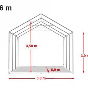 Professzionális raktársátor ponyva csarnok 3x6m  oldalmagasság 3,00m ponyva tűzálló PVC  zöld