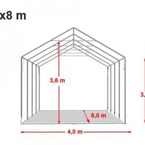 Professzionális raktársátor ponyva csarnok 4x8 m oldalmagasság 3,00m ponyva tűzálló  PVC  szürke