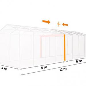 Professzionális raktársátor, tároló 4x12m ponyva PVC oldalmagasság + 2,6 m erősített szerkezettel zöld