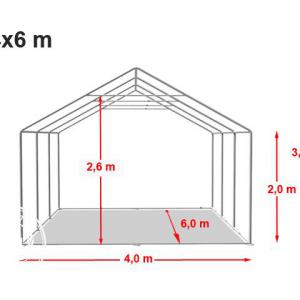 Professzionális raktársátor, tároló sátor 4x6 m ponyva PVC 500g/m2  szürke erősített szerkezettel
