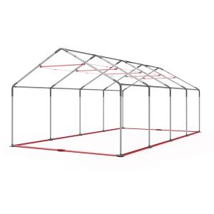 Professzionális raktársátor, tároló sátor 4x6 m ponyva PVC 500g/m2  szürke erősített szerkezettel