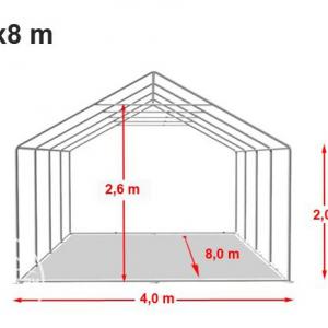 Professzionális raktársátor, tároló sátor 4x8 m ponyva PVC 750 sötétzöld erősített szerkezettel
