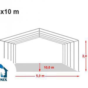 Professzionális raktársátor, tároló sátor 5x10 m ponyva PVC 700 sötétzöld