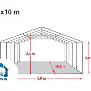 Professzionális raktársátor, tároló sátor 5x10 m ponyva PVC erősített szerkezettel fehér