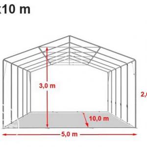 Professzionális raktársátor, tároló sátor 5x10 m ponyva PVC oldalfalmagasság +2,6 m szürke