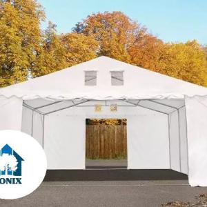 Professzionális raktársátor, tároló sátor 5x12m ponyva lángálló PVC oldalfalmagasság +2,6 m  erősített szerkezet fehér