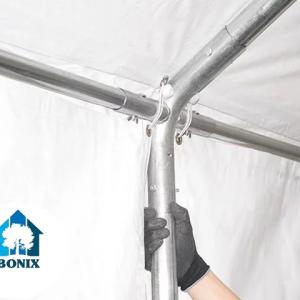 Professzionális raktársátor, tároló sátor 5x12m ponyva lángálló PVC oldalfalmagasság +2,6 m  erősített szerkezet fehér