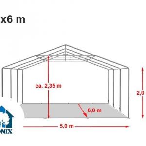 Professzionális raktársátor, tároló sátor 5x6 m ponyva PVC zöld erősített szerkezettel