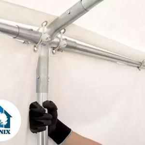 Professzionális  raktársátor, tároló sátor 6x10m ponyva PVC oldalmagasság 2,6 m + padlókerettel, erősített szerkezettel fehér