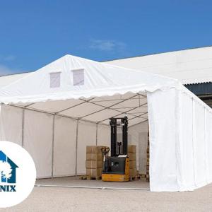 Professzionális raktársátor, tároló sátor 6x22 m ponyva tűzálló PVC erősített szerkezettel fehér +2,6 m oldalmagasság
