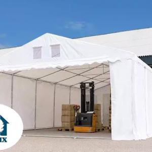 Professzionális  raktársátor, tároló sátor 6x24m ponyva PVC oldalfalmagasság +2,6 m erősített szerkezet