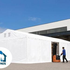 Professzionális  raktársátor, tároló sátor 6x24m ponyva PVC oldalfalmagasság +2,6 m erősített szerkezet