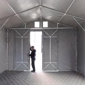 Professzionális raktársátor, tároló sátor 8x12m oldalmagasság 3,60 m ponyva PVC szürke (96m2)