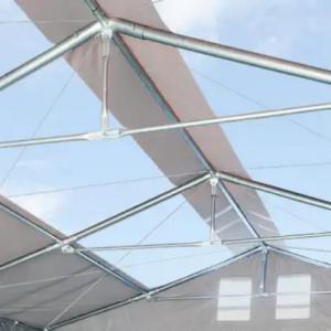 Professzionális raktársátor, tároló sátor 8x12m oldalmagasság 3,60 m ponyva PVC szürke (96m2) TETŐABLAKKAL, TOLÓKAPUVAL