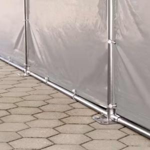 Professzionális raktársátor, tároló sátor 8x12m oldalmagasság 3,60 m ponyva PVC szürke (96m2) TETŐABLAKKAL, TOLÓKAPUVAL