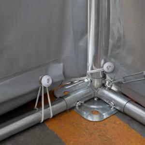 Professzionális raktársátor, tároló sátor 8x12m oldalmagasság 3,60 m ponyva PVC szürke (96m2) TETŐABLAKKAL, TOLÓKAPUVAL