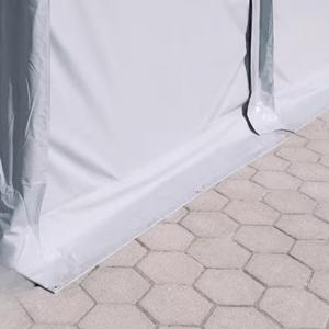 Professzionális raktársátor, tároló sátor 8x12m oldalmagasság 3,60 m ponyva PVC szürke (96m2) TETŐABLAKKAL, TOLÓKAPUVAL