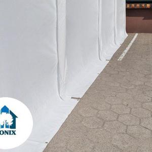 Professzionális raktársátor, tároló sátor 8x24 m ponyva PVC oldalmagasság  +2,6 m erősített szerkezettel