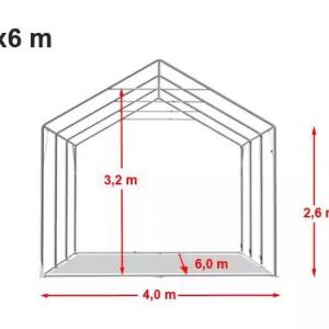 Professzionális raktársátor, tároló sátor, ipari sátor 4x6m ponyva PVC oldalfalmagasság +2,6 m + Padlókeret szürke