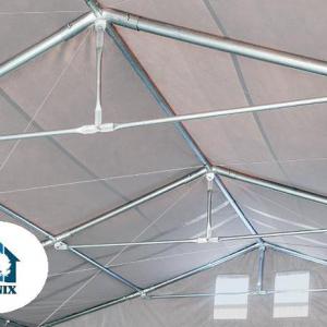 Professzionális raktársátor, tárolósátor 8x8 m  oldalmagasság 3,00m  felhúzható kapuval ponyva PVC szürke