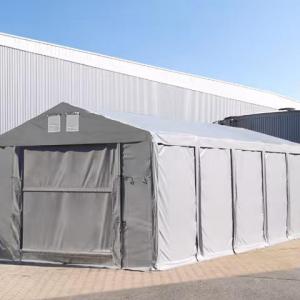 Professzionális  raktársátor, tárolósátor ipari sátor 8x10 m oldalmagasság 3,60m  felhúzható kapuval ponyva PVC szürke