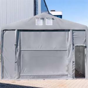 Professzionális  raktársátor, tárolósátor ipari sátor 8x10 m oldalmagasság 3,60m  felhúzható kapuval ponyva PVC szürke