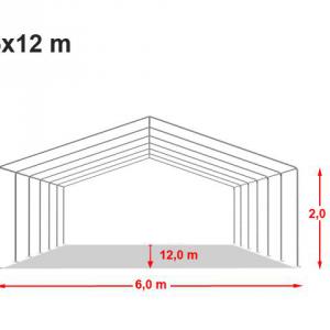 Professzionális rendezvénysátor / partisátor 6 × 12 m,  PVC ponyvával, horganyzott acélvázzal, 2,00 m oldalmagassággal – 72 m², fehér