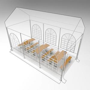 Professzionális rendezvénysátor 3 × 6 m, 18 m², erős PVC ponyvával, teljesen horganyzott acélvázzal, 100% vízálló