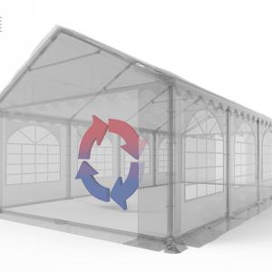 Professzionális rendezvénysátor 3 × 9 m, 27 m², extra erős PVC ponyvával, horganyzott acélszerkezettel, fehér
