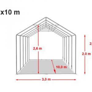 Professzionális rendezvénysátor 3x10 m, ponyva PVC 750 fehér erősített szerkezettel (30m2)