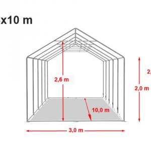 Professzionális rendezvénysátor 3x10 m, ponyva PVC fehér erősített szerkezettel padlókerettel(30m2)