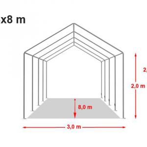 Professzionális rendezvénysátor 3x8 m, ponyva PVC fehér